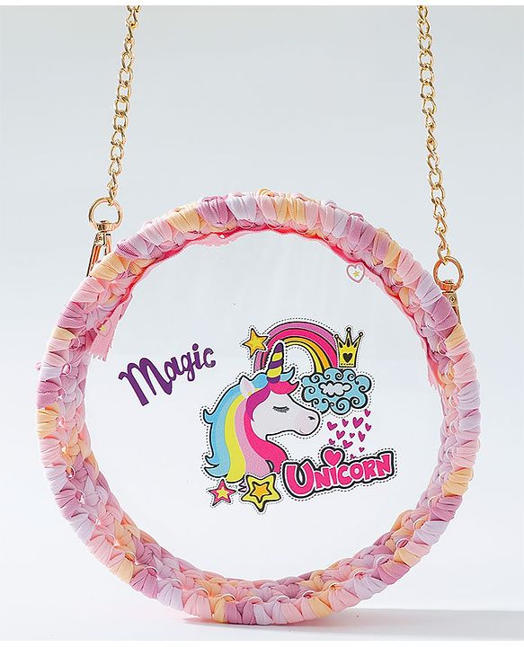 Babyhug Sling Bag Unicorn Print- Pink