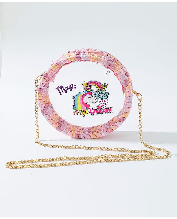 Babyhug Sling Bag Unicorn Print- Pink