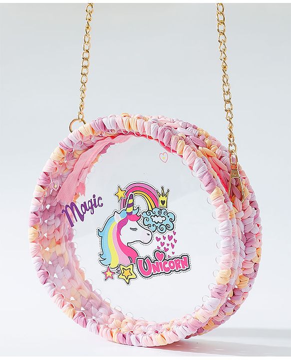 Babyhug Sling Bag Unicorn Print- Pink