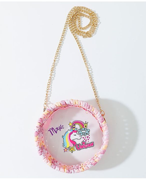 Babyhug Sling Bag Unicorn Print- Pink