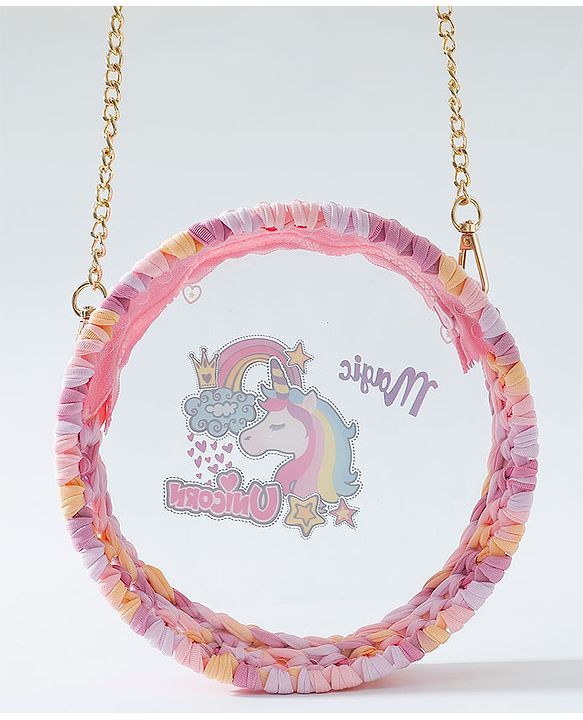 Babyhug Sling Bag Unicorn Print- Pink
