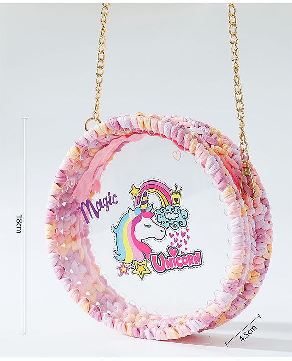Babyhug Sling Bag Unicorn Print- Pink