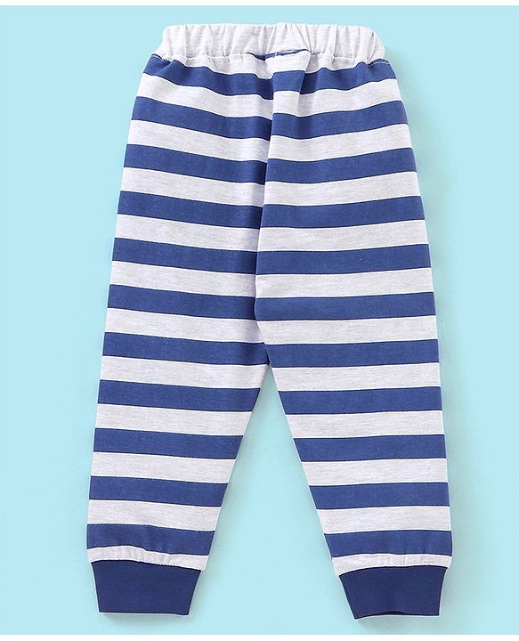 Babyhug Cotton Knit Full Sleeves Night Suit Wild Animal Print - Blue