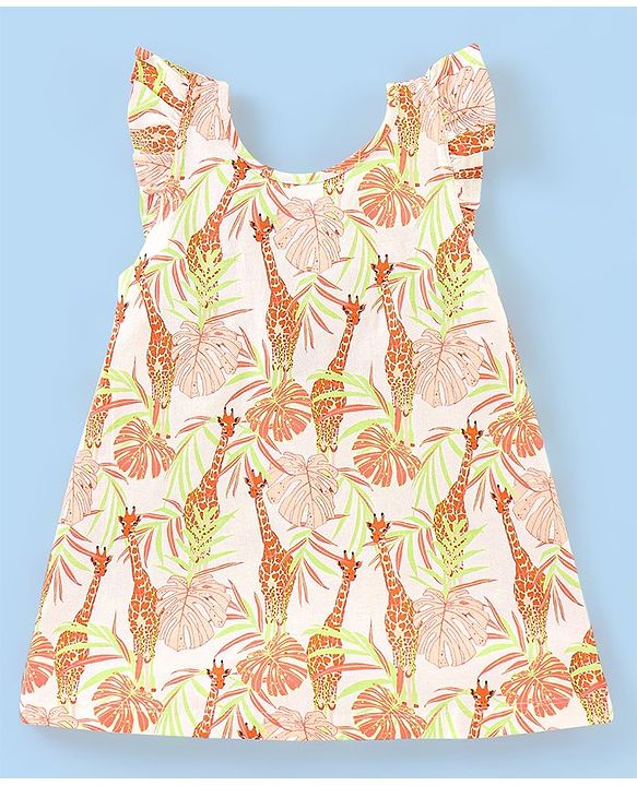 Babyhug 100% Cotton Sleeveless Tee with Bow At Back & Frill Detailing - Off White