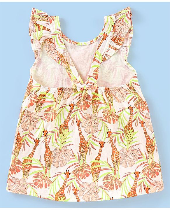 Babyhug 100% Cotton Sleeveless Tee with Bow At Back & Frill Detailing - Off White