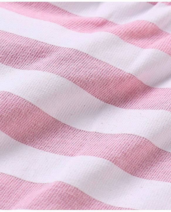 Babyhug 100% Cotton Sleeveless Tee Striped With Apple Print - Pink