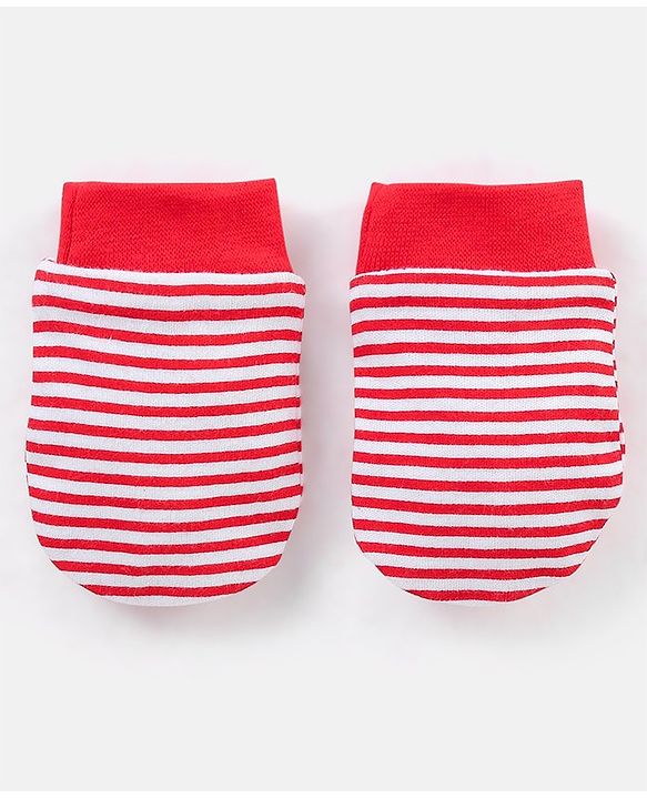 Babyhug 100% Cotton Lady Bug Print Mittens Pack of 3 - Multicolor