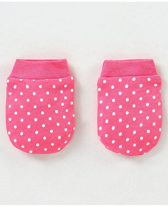 Babyhug 100% Cotton Mittens Floral Print Pack of 3 - Pink & Blue