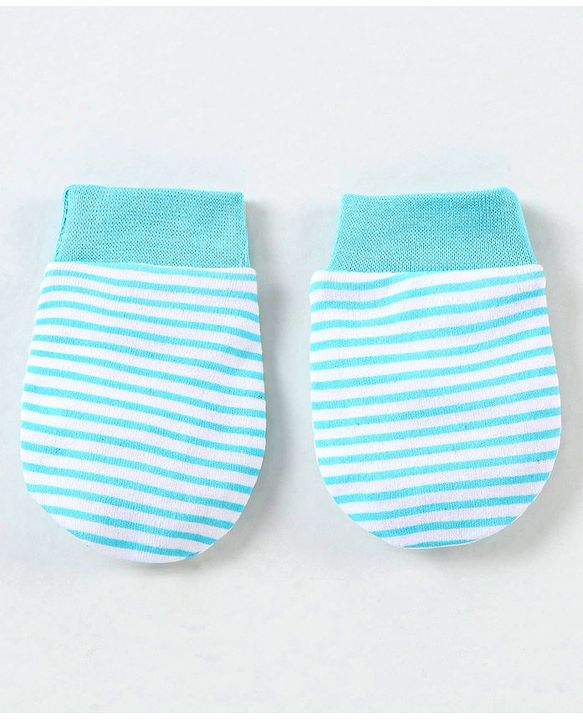 Babyhug 100% Cotton Mittens Floral Print Pack of 3 - Pink & Blue