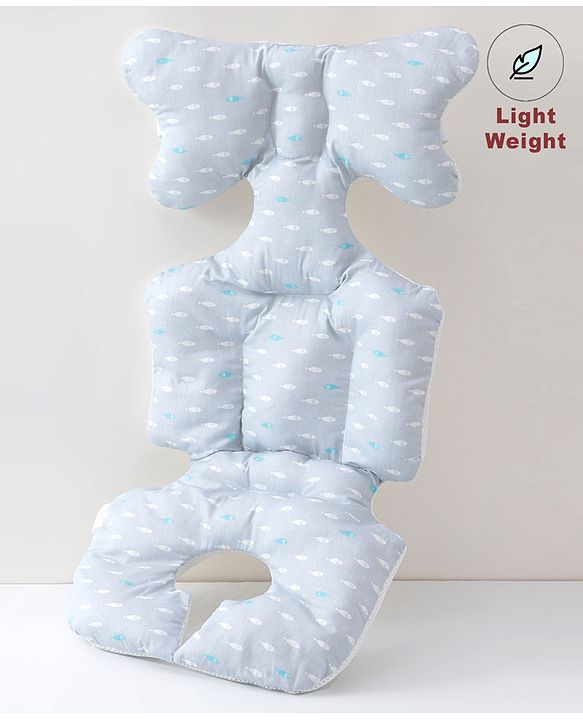 Babyhug Stroller Cushion Dino Print - Cream| Breathable Fabric| Soft & Fluffy