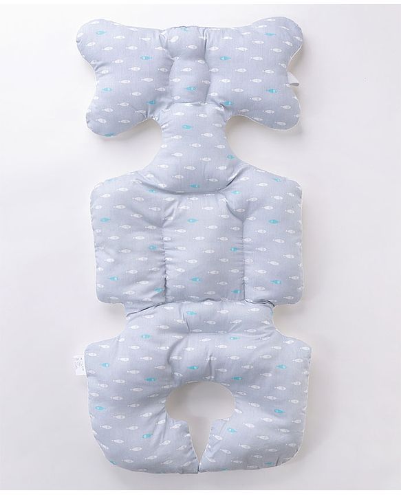 Babyhug Stroller Cushion Dino Print - Cream| Breathable Fabric| Soft & Fluffy