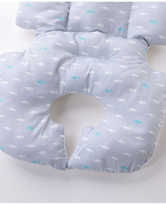 Babyhug Stroller Cushion Dino Print - Cream| Breathable Fabric| Soft & Fluffy