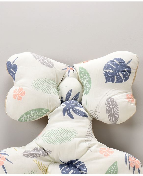 Babyhug Stroller Cushion Dino Print - Cream| Breathable Fabric| Soft & Fluffy
