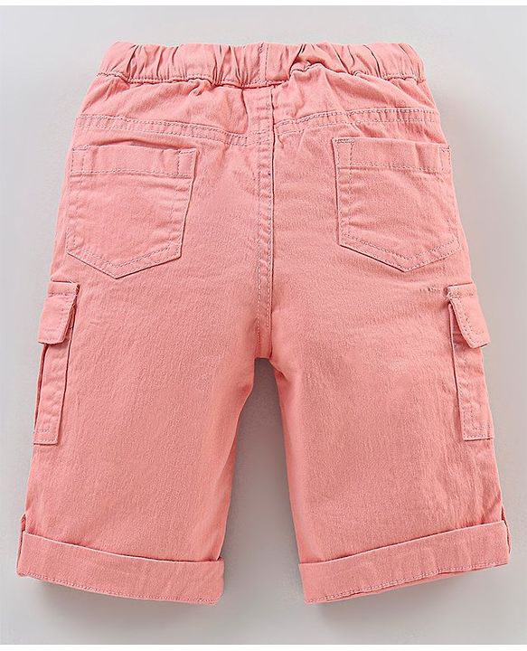 Babyhug Cotton Twill Knee Length Jamaican Solid Color - Coral
