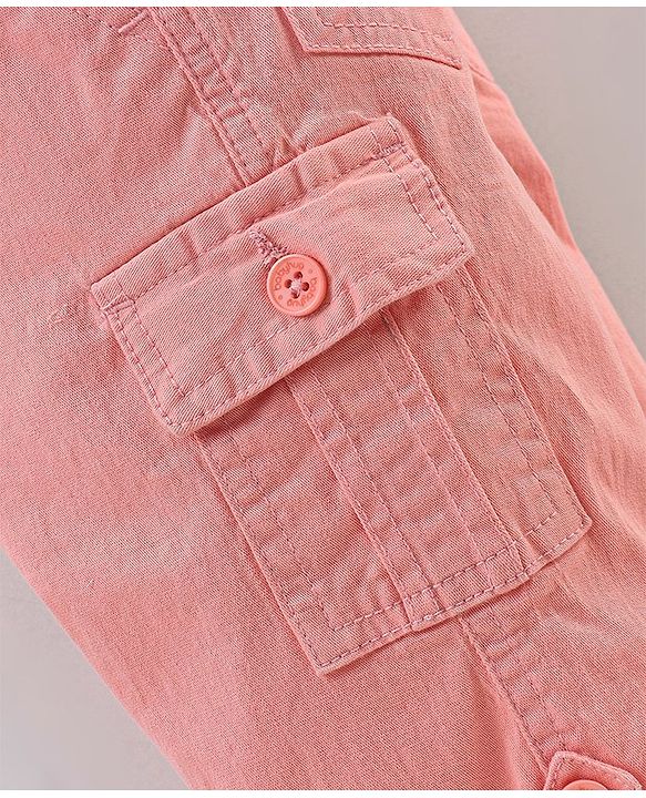 Babyhug Cotton Twill Knee Length Jamaican Solid Color - Coral