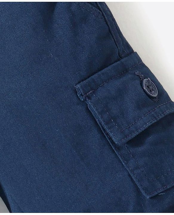 Babyhug Cotton Knee Length Stretchable Jamaican Solid- Blue
