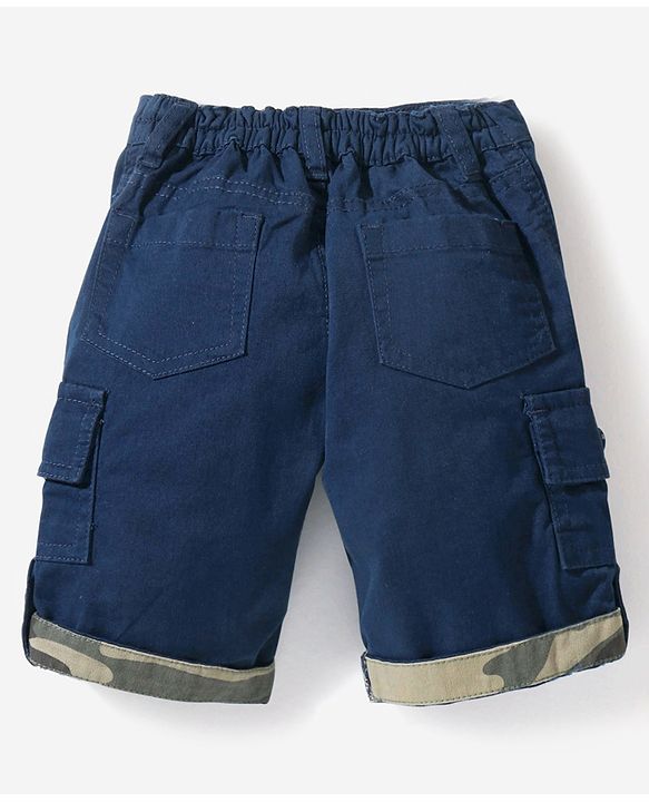 Babyhug Cotton Knee Length Stretchable Jamaican Solid- Blue
