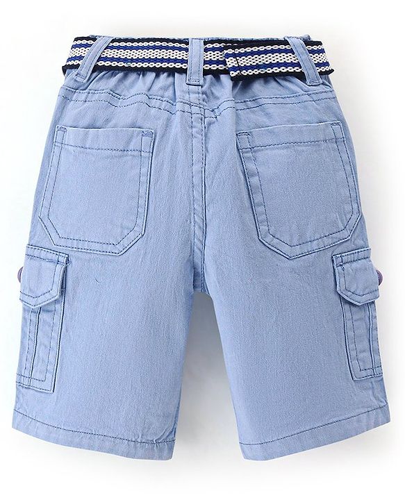 Babyhug Cotton Knee Length Stretchable Jamaican Solid - Light Blue