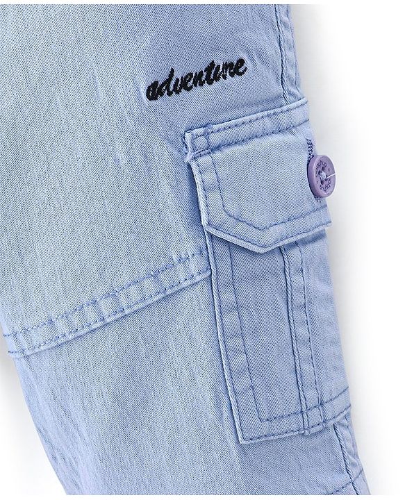 Babyhug Cotton Knee Length Stretchable Jamaican Solid - Light Blue