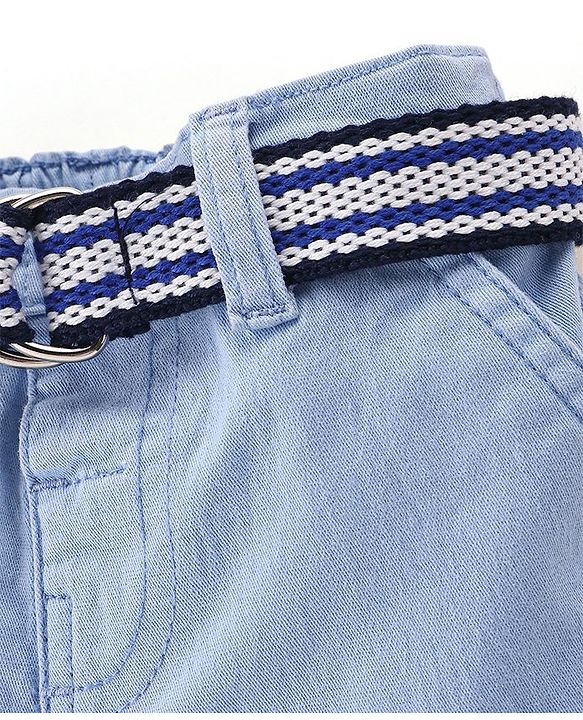 Babyhug Cotton Knee Length Stretchable Jamaican Solid - Light Blue