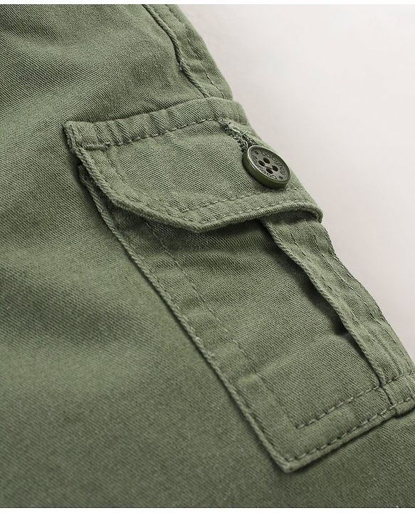 Babyhug Cotton Twill Stretchable Knee Length Jamaican Solid Color with Drawstring - Green