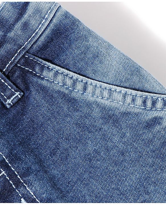 Babyhug Cotton Stretchable Full Length Washed Denim Jeans   Fly With Zipper -  Blue