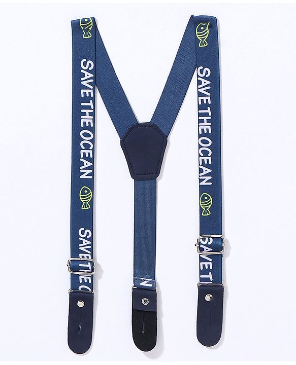Babyhug Cotton Full Length Stretchable Denim Jeans with Fly Open Zipper with Suspenders Solid Colour   Fly With Zipper -  Blue