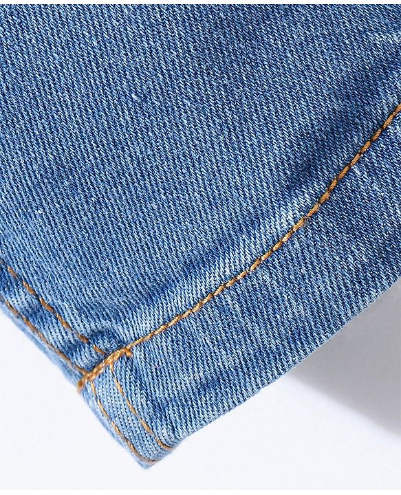 Babyhug Cotton Full Length Stretchable Denim Jeans with Fly Open Zipper with Suspenders Solid Colour   Fly With Zipper -  Blue