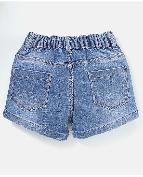 Babyhug Mid Thigh Length Washed Stretchable Denim Shorts - Blue