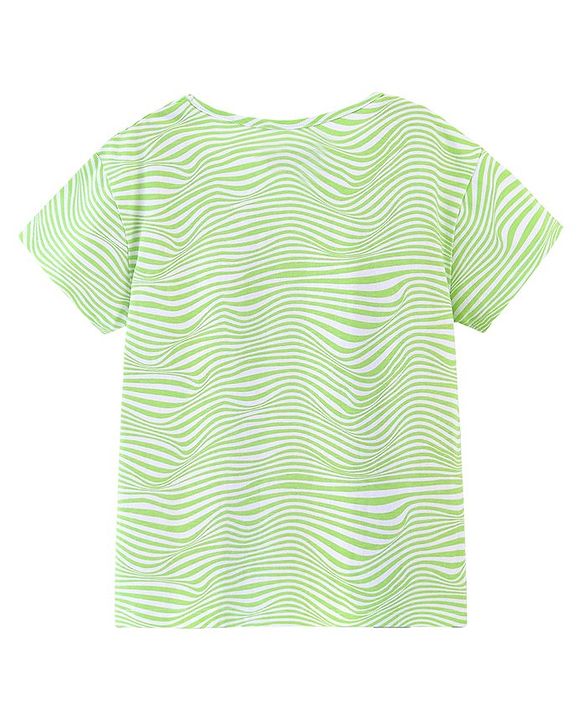 Pine Kids 100% Cotton Biowashed Half Sleeves T-Shirt Foil Text Print- White & Green