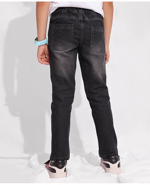 Pine Kids Full Length Cotton Elastane Washed Black Jeans - Grey