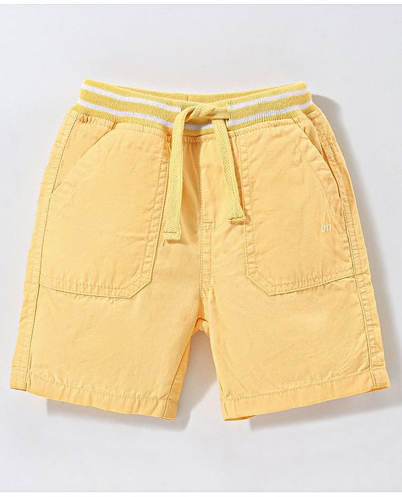 Babyhug 100% Cotton Woven Knee Length Solid Bermuda - Yellow