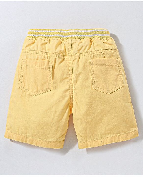Babyhug 100% Cotton Woven Knee Length Solid Bermuda - Yellow
