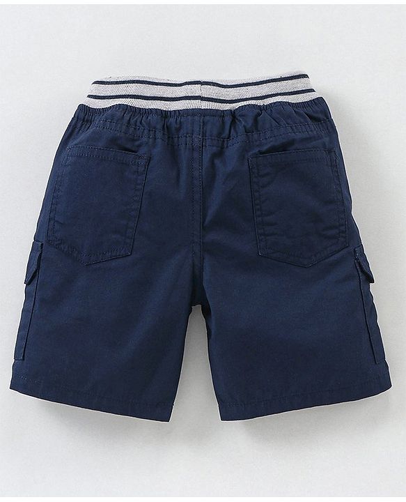 Babyhug Cotton Knit Knee Length Shorts Solid Color - Navy