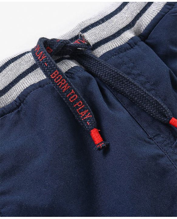 Babyhug Cotton Knit Knee Length Shorts Solid Color - Navy