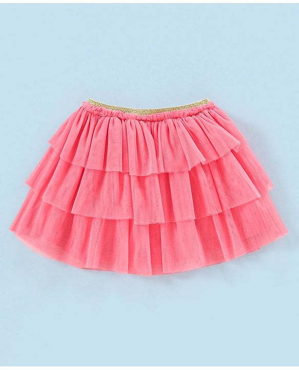 Babyhug 100% Cotton Knit Half Sleeves Top and Skirt Floral Print - Navy Blue & Pink