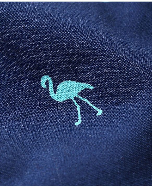 Babyhug 100% Cotton Woven Knee Length Bermuda Flamingos Print - Navy Blue