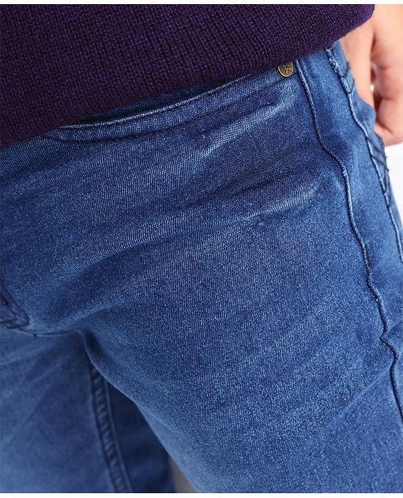 Pine Kids Cotton Spandex Woven Full Length 5 Pockets Washed Denim Jeans - Mid Blue