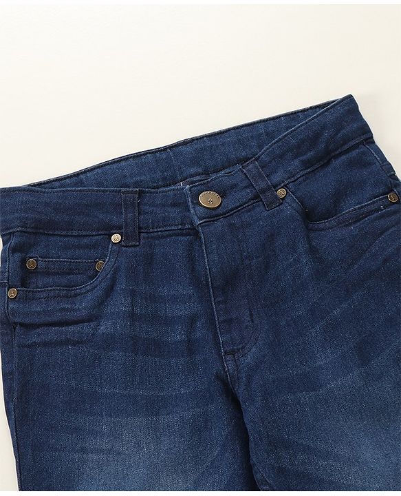 Pine Kids Cotton Spandex Woven Full Length 5 Pockets Washed Denim Jeans - Dark Blue