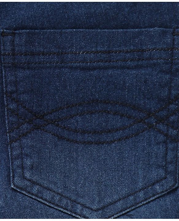 Pine Kids Cotton Spandex Woven Full Length 5 Pockets Washed Denim Jeans - Dark Blue