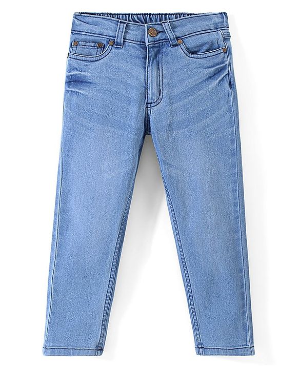 Pine Kids Cotton Spandex Woven Full Length 5 Pockets Washed Denim Jeans - Ice Blue