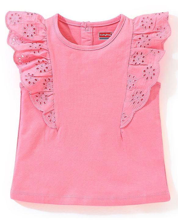 Babyhug 100% Cotton Half Sleeves Top & Skirt Floral Print - Pink & Navy