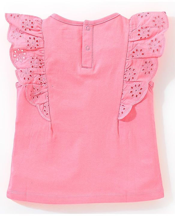 Babyhug 100% Cotton Half Sleeves Top & Skirt Floral Print - Pink & Navy