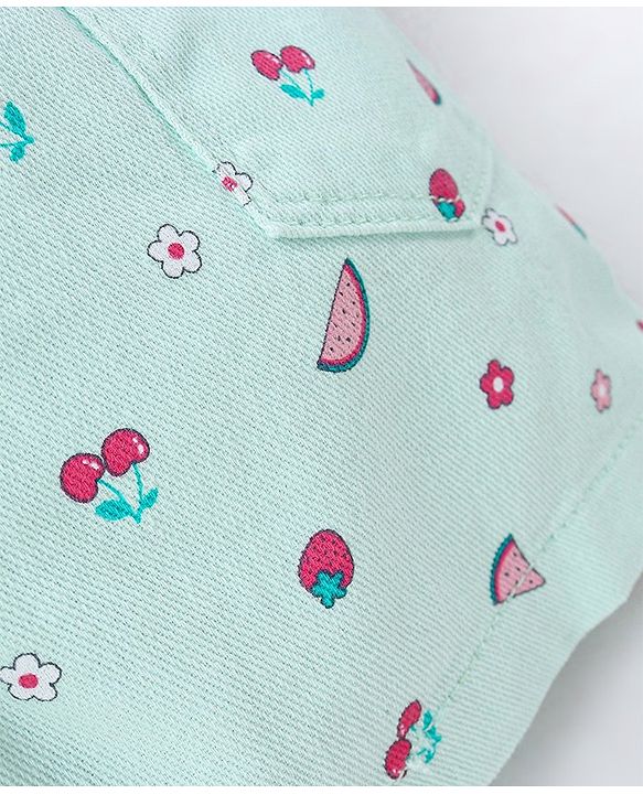 Babyhug Cotton Woven Knee Length Stretchable Shorts Cherry Print - Yellow