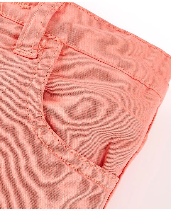 Babyhug Cotton Mid Thigh Length Solid Shorts With Stretch- Coral