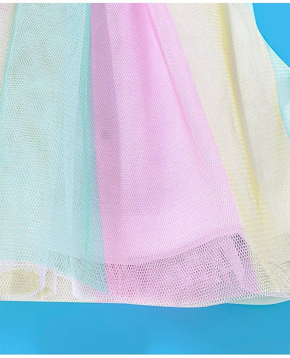Babyhug 100% Cotton Sleeveless Top and Skirt Set Rainbow Print - Pink