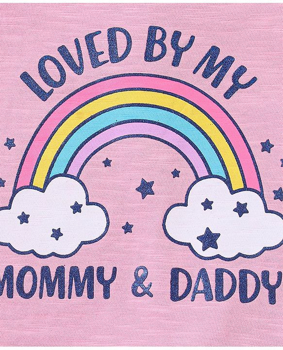 Babyhug 100% Cotton Sleeveless Top and Skirt Set Rainbow Print - Pink