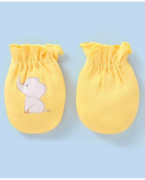 Babyhug 100% Cotton Knit Striped Mittens Pack of 3 - Green & Yellow