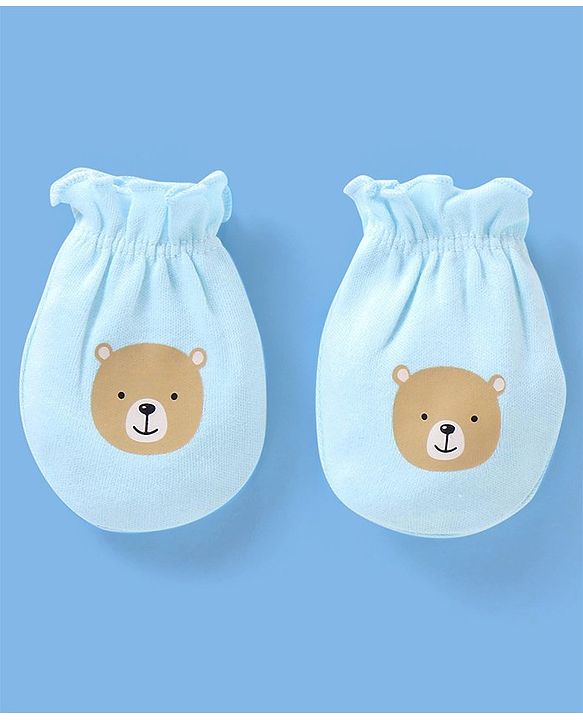 Babyhug 100% Cotton Knit Striped Mittens Pack of 3 - Orange Green & Blue