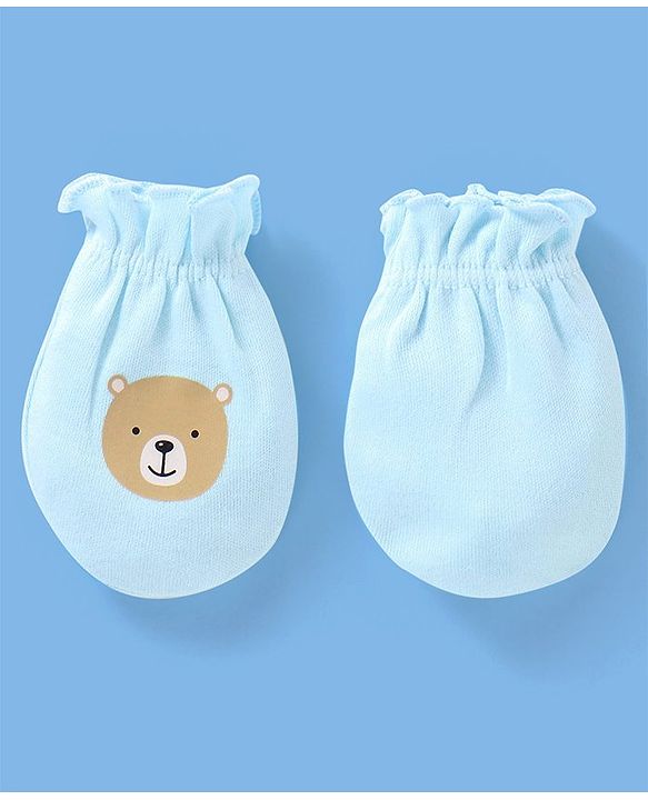 Babyhug 100% Cotton Knit Striped Mittens Pack of 3 - Orange Green & Blue